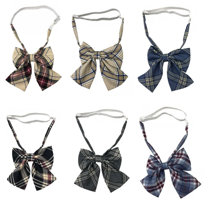 New Cute Ladies Bowtie Fashion Butterfly College Style Plaid Check Bow Tie Women's Simple Student Cosplay JK Uniform Accessories