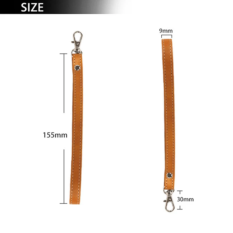 Cowhide Flat Fine Grained Mobile Phone Case Hanging Rope Wrist Strap Universal Wrist Strap Solid Color Leather Metal Keychain