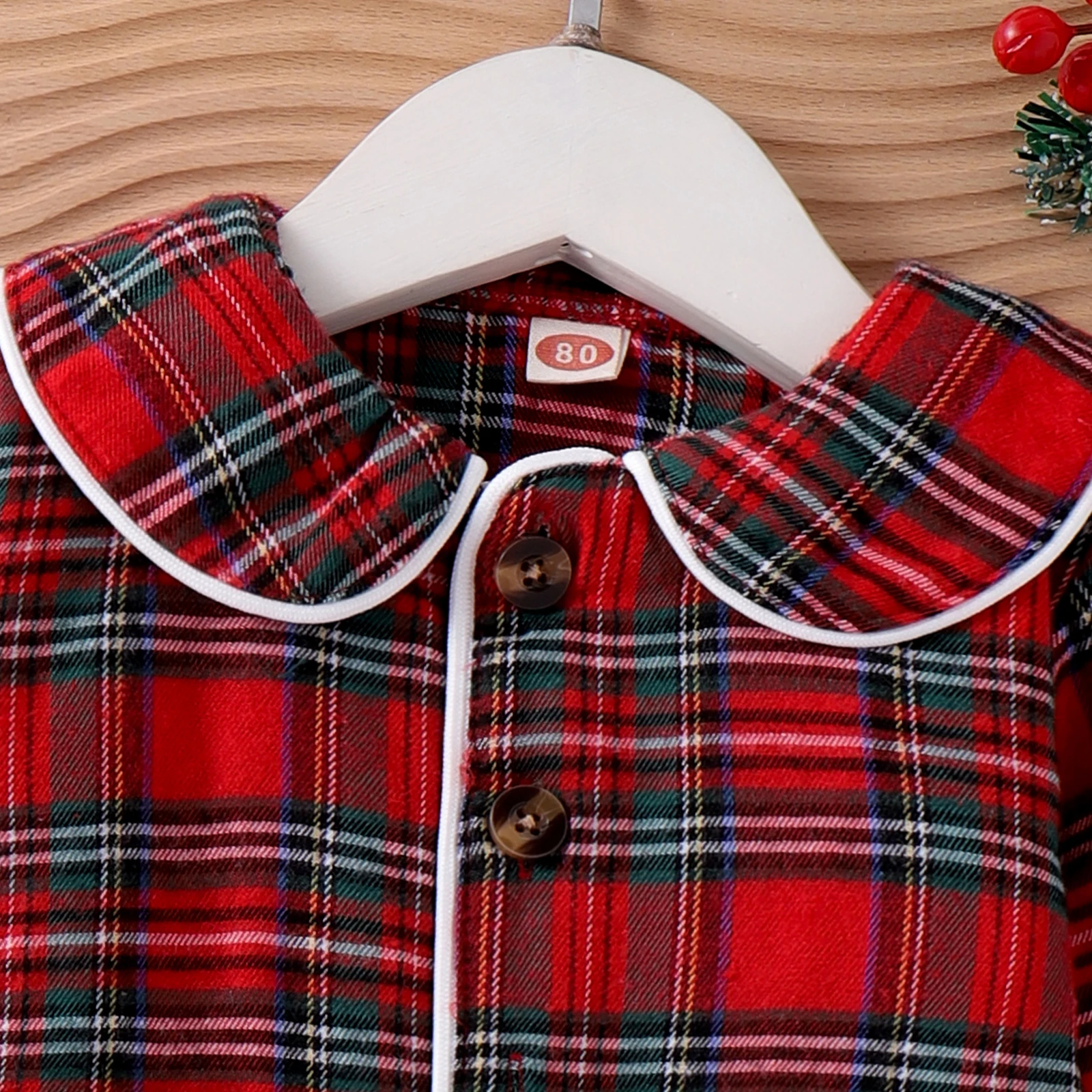 Autumn Winter Kids Girls Boys Christmas Pajamas Clothes Sets Plaid Print Turn Down Collar Shirts+Pants