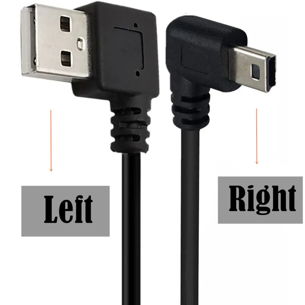 Double 90 Degree Right Angle Mini USB 5 Pin T Port Short USB 2.0 Cable Type A Male To Mini B Fast Charger Date Cable Miniusb