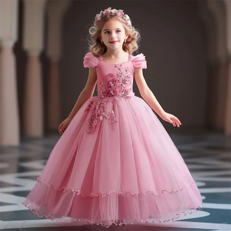 Teens girls dress long bridesmaid kids dresses for girls graduation pageant princess wedding party dress vestidos 6 12 14 years