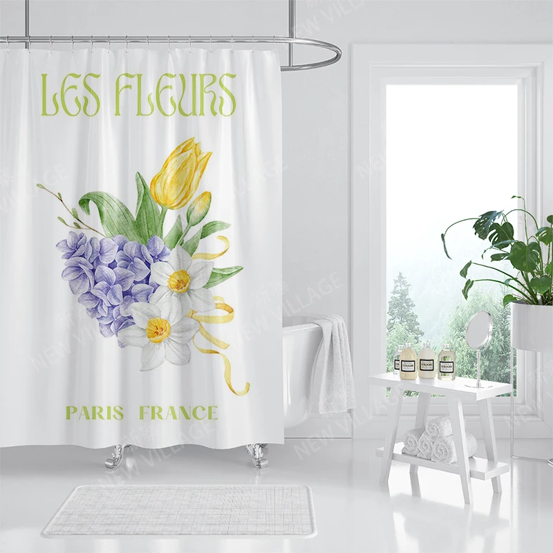 home shower curtains for bathroom Morandi lines and flowers waterproof fabric bathroom Curtains modern shower curtain 180x200