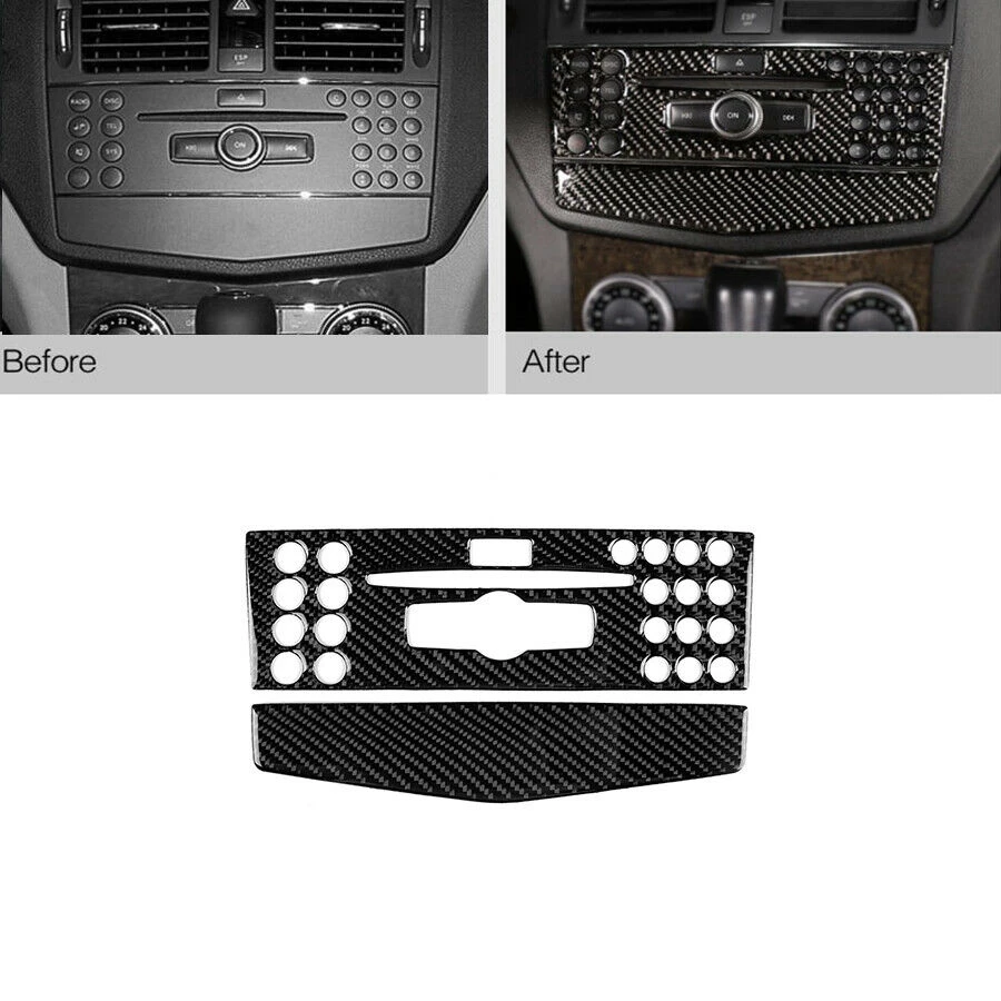 For Mercedes-Benz-C-Class W204 Non-Porous Carbon Fiber Central Control Navigation Panel Cd Panel Decorative Cover