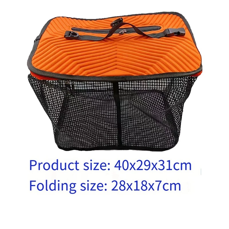 Foldable Floating Wire Fish Basket Foldable Fish Cage Hanging Mesh Fish Protector Fishing Gear Durable