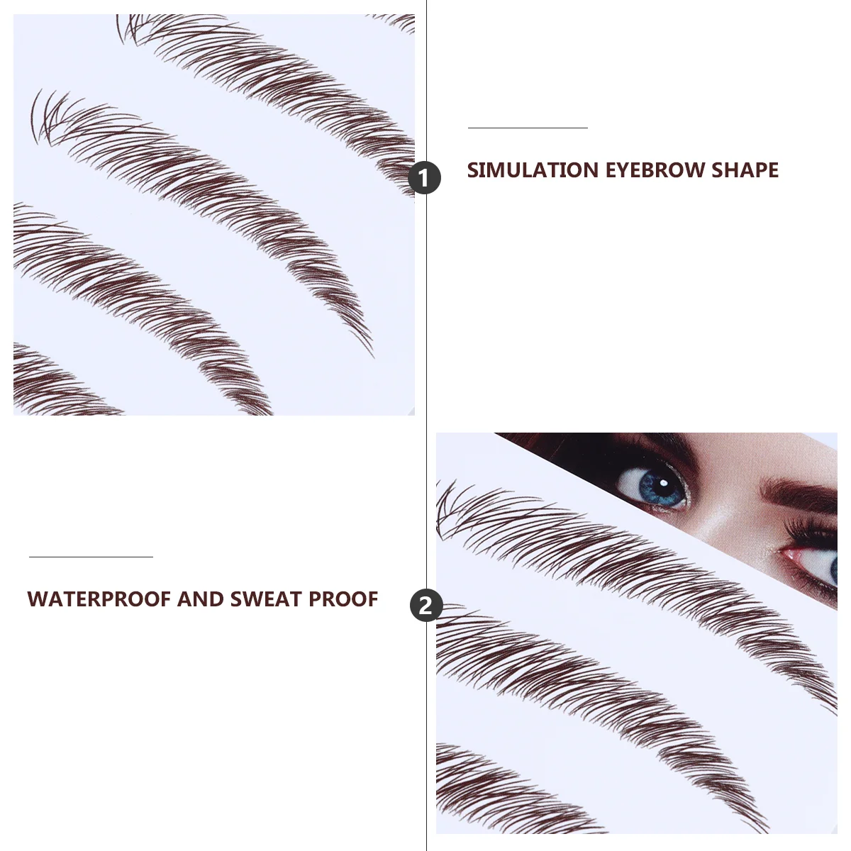 4 Pcs Eyebrow Stickers Grooming Stencils Artificial Transformation Water Transfer Paper with Soy Ink 6D Hair-Like Eyebrows Fake