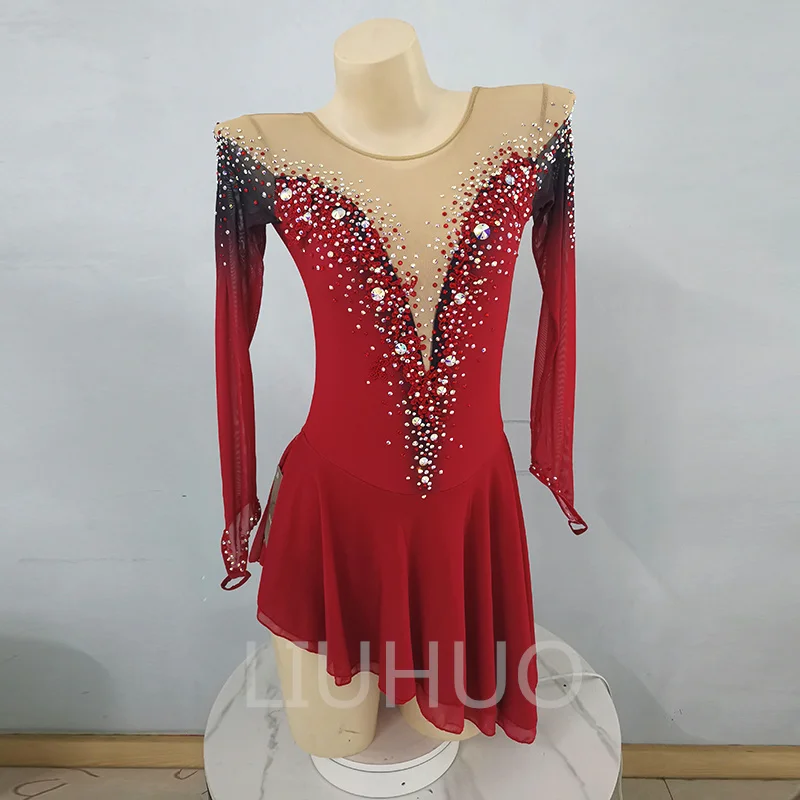 

LIUHUO Figure Skating Performance Clothing Customized Skating Grading Clothing Children's Performance Clothing Black Red