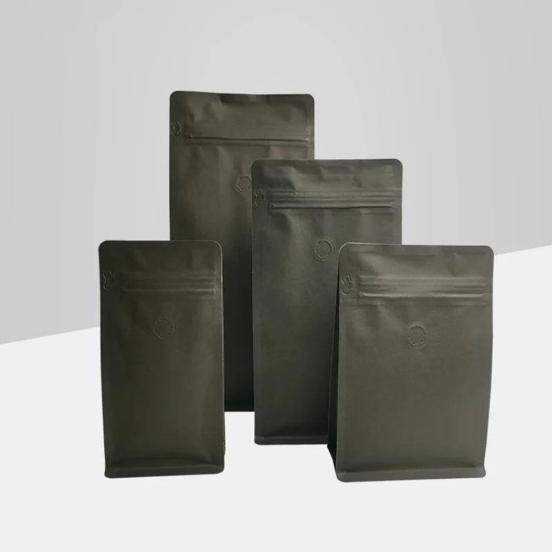 StoBag 20pcs Black Kraft Paper Coffee Beans Bag Packaging Ziplock Sealed for Powder Food Nuts Storage Reusable Pouch Portable