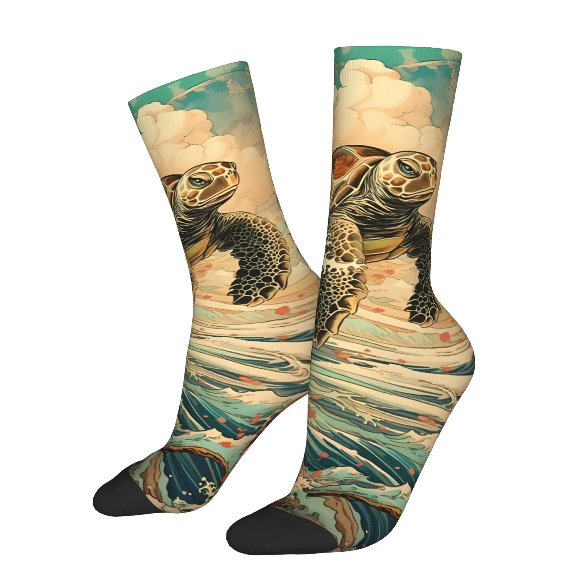 

Wave Sea Turtle Sock Printed Man Polyester Fashion