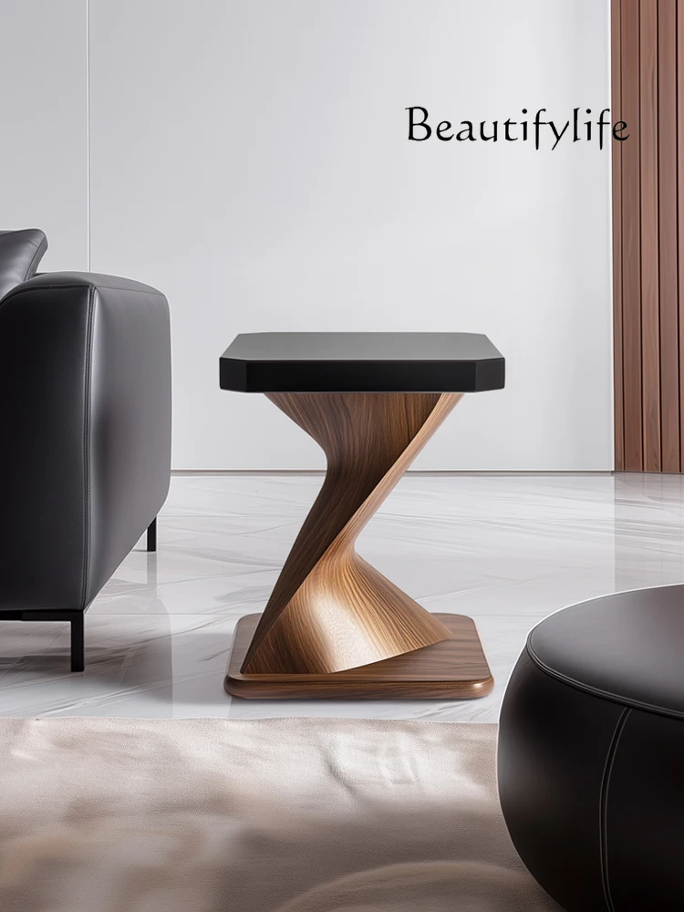 

Italian light luxury art creative solid wood edge few living room sofa small coffee table square bedside table corner few