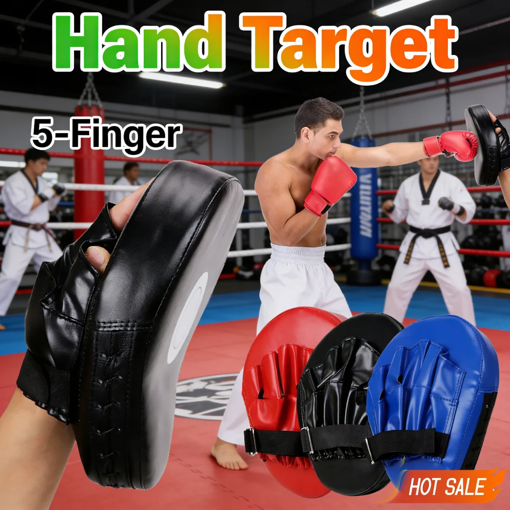 Manoplas de boxeo curvadas de cuero PU, almohadillas de Kickboxing transpirables, almohadilla de enfoque de boxeo para entrenamiento de artes marciales, objetivo de mano de 5 dedos
