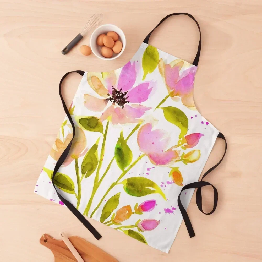 

Colorful watercolor wildflowers bouquet art Apron Kitchen Things For Home for women halloween kitchen girl Kitchen Things Apron