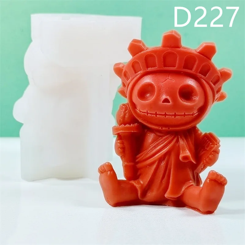 D225-227 Statue of Liberty Dinosaur Skeleton Doll Candle Silicone Mold Gypsum form Carving Art Aromatherapy Plaster Home Decorat