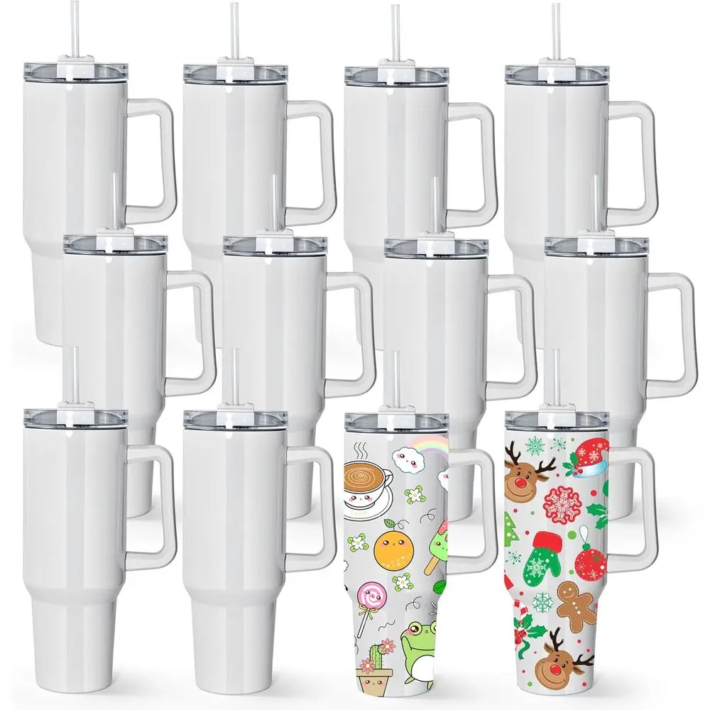 

40 oz Sublimation Tumblers with Handle, 1k StainlSteel Double Wall Vacuum Insulated Travel Mugs, Sublimation Tumbler or Heat Tra