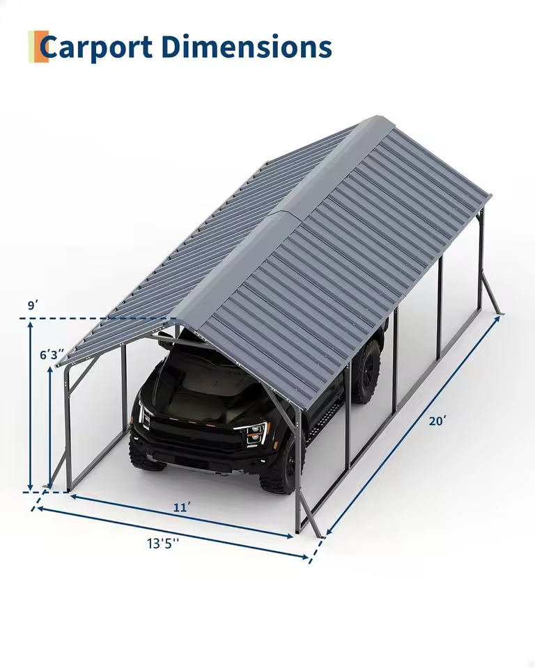 11x20x9 ft Vertical Roof Metal Carport image