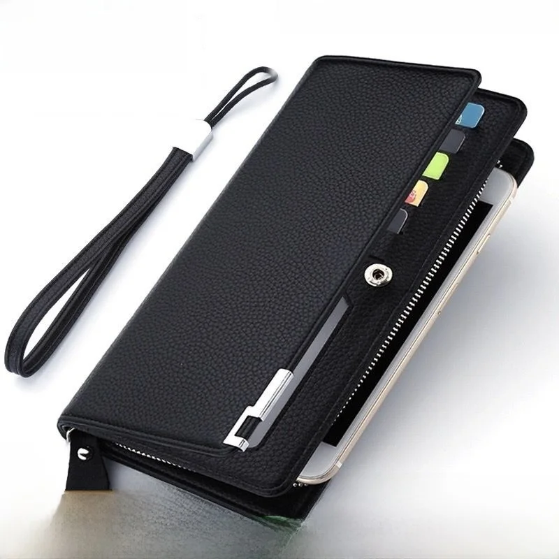 

Long Men's Wallet Multi-Card Slot Handbag Multi-Function Mobile Phone Bag Coin Purse Logo Steel Stamp Gold Embossing