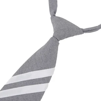 New JK Lazy Tie for Men's 7cm Elastic Band Knotless Polyester Silk Tie Black gray Neck Ties Children Small Tie Simple Student