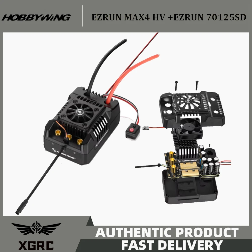 Hobbywing EZRUN MAX4 HV 300A 6-12S Brushless ESC 70125SD KV560 8-12S 4 Pole Brushless Sensored Motor Combo For 1/5 RC Trucks Car