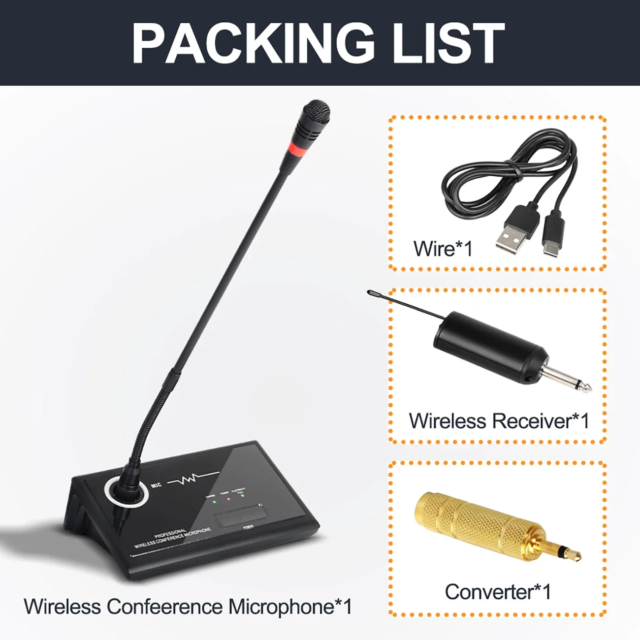 Biner WG1-1 Professional audio desktop gooseneck systems wireless conference microphone