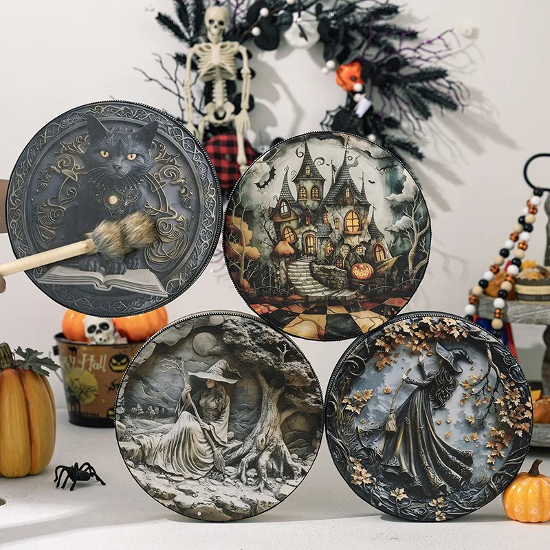 New Halloween Dark Magic Drum Witch Castle Drum Dark Magic Percussion Drum Halloween Magic Decorative Drum Holiday Ornament Drum