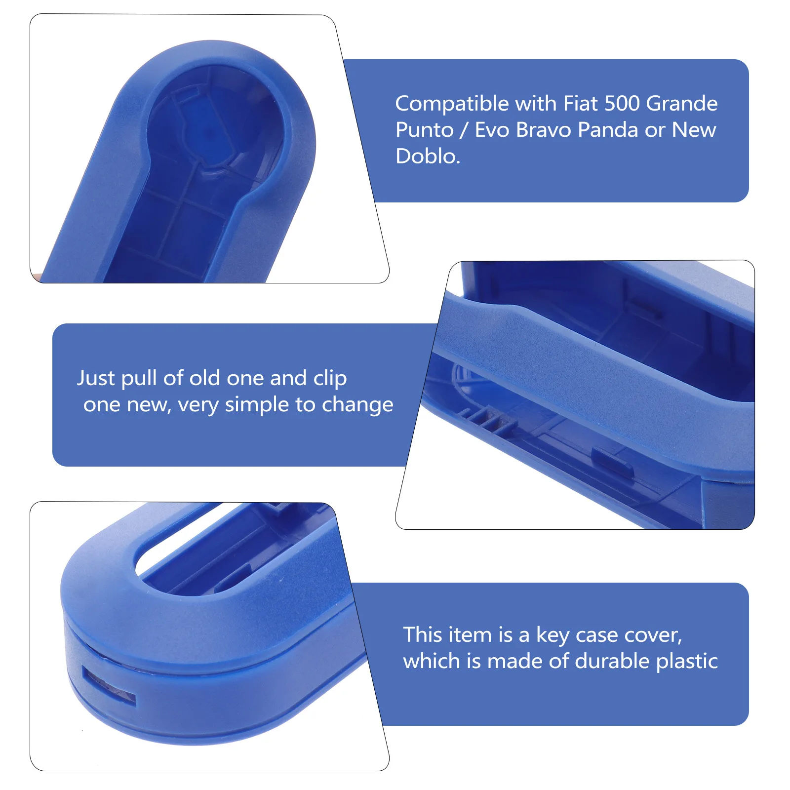 

Key Cover Shell For Panda Blue Durable Plastic Replacement Case Front Back Compatible With Grande Bravo