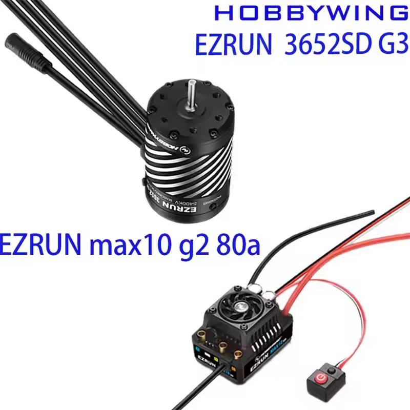 Hobbywing EZRUN 3652SD G3 3300/4100/5400KV Sensored Brushless Motors with MAX10 G2 80A ESC Combo for 1/10 1/8 RCCarBuggy Mort view 4