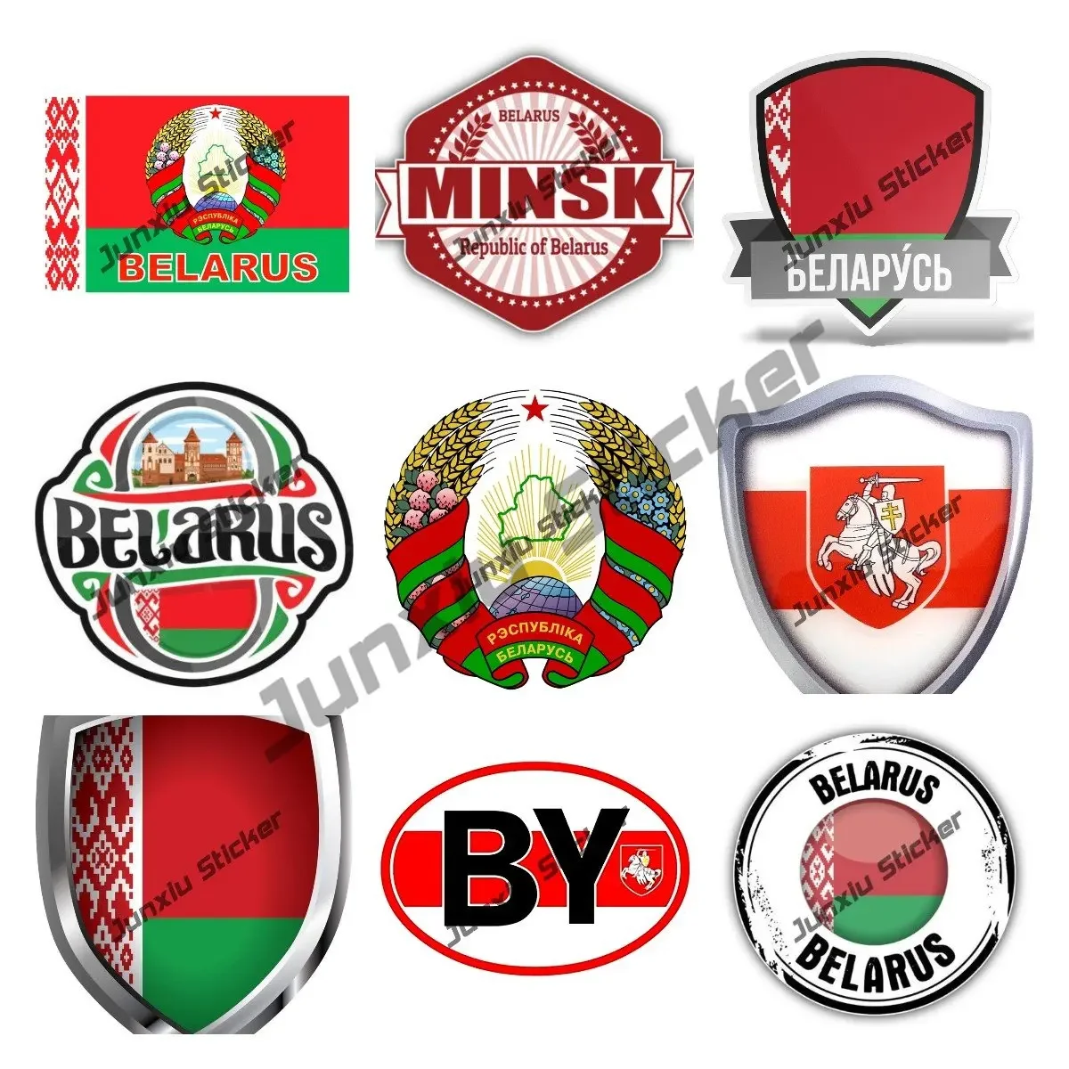 Wit-Rusland DOOR Wit-Russische OVAAL Stickers Vlag Decal Wapenschild van Wit-Rusland Minsk Waterdichte Auto Sticker Motorfiets Laptop Stickers