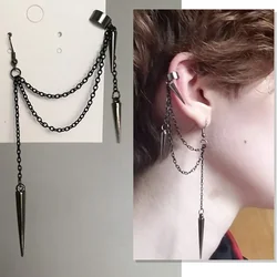 Punk Gothic Style Niche Black Tassel Long Chain Earrings Hip-hop Earrings Women's Street Party Fashion Creative Trend Jewelry