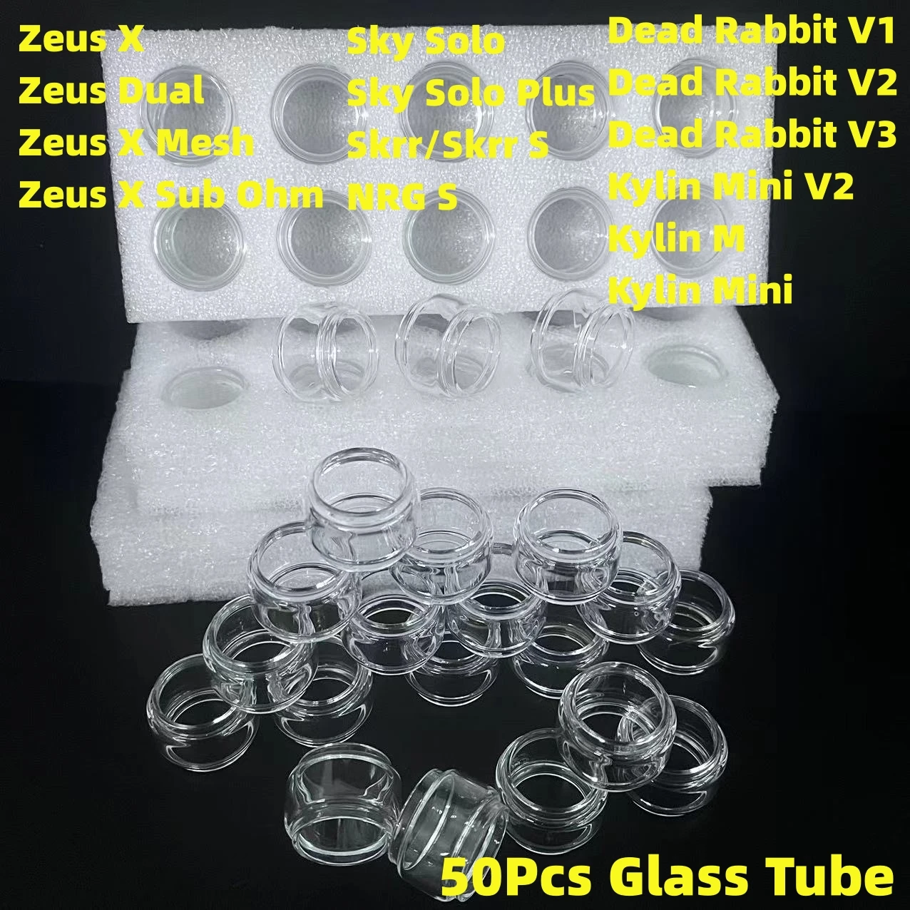 

50PCS Transparent Glass For Zeus X Mesh Dual Subohm/Sky Solo / Plus Dead Rabbit Bulb Glass Kylin M Pro Bubble Glass Ornament