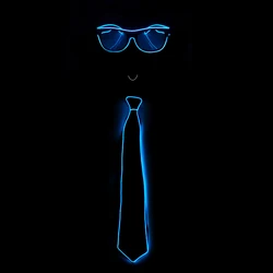Bar Glowing Light Up Necktie For Men LED Luminous Gentlemen Tie Fluorescent Party Props Neon Tie Glasses Christmas Decor Costume