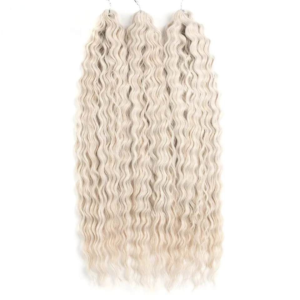 FREEDOM Ariel Curl Synthetisches Twist-Häkelhaar 22 Zoll Wasserwellen-Flechthaarverlängerungen Ombre Blond Regenbogen Buntes Haar – Detail 4