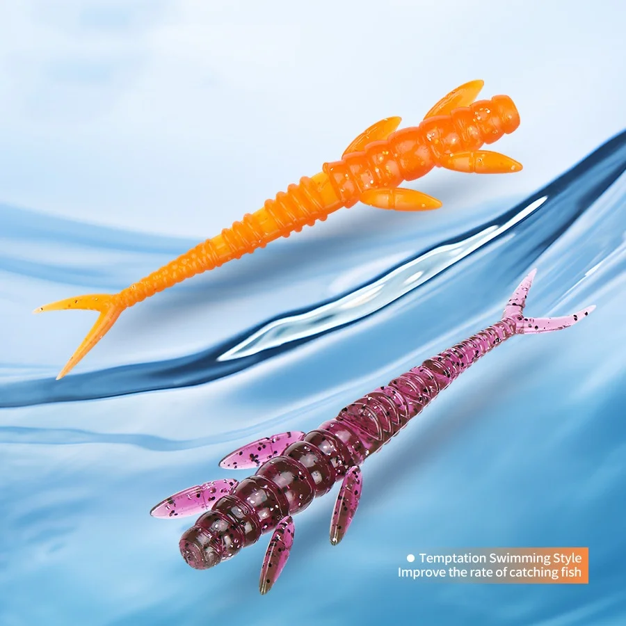 Angelköder, Alien-Wurm, weicher Köder, 7,3 cm/1,3 g, TPE-Versuchung, Schwimmen, Laser-Glitzer, Kunstköder, Lot 5 Stück, Ausverkauf – Detail 7