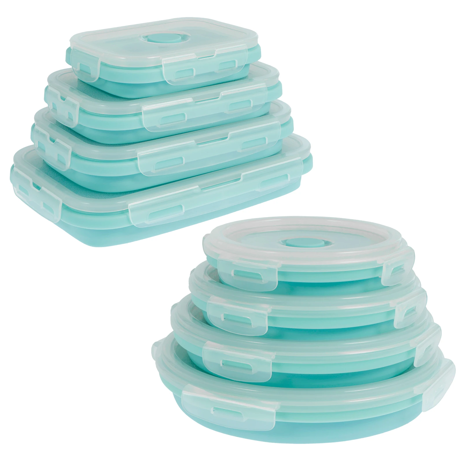 

8Pcs Collapsible Food Storage Containers with Lids Reusable Silicone Square Round Lunch Containers Folding Stackable Lunch Box