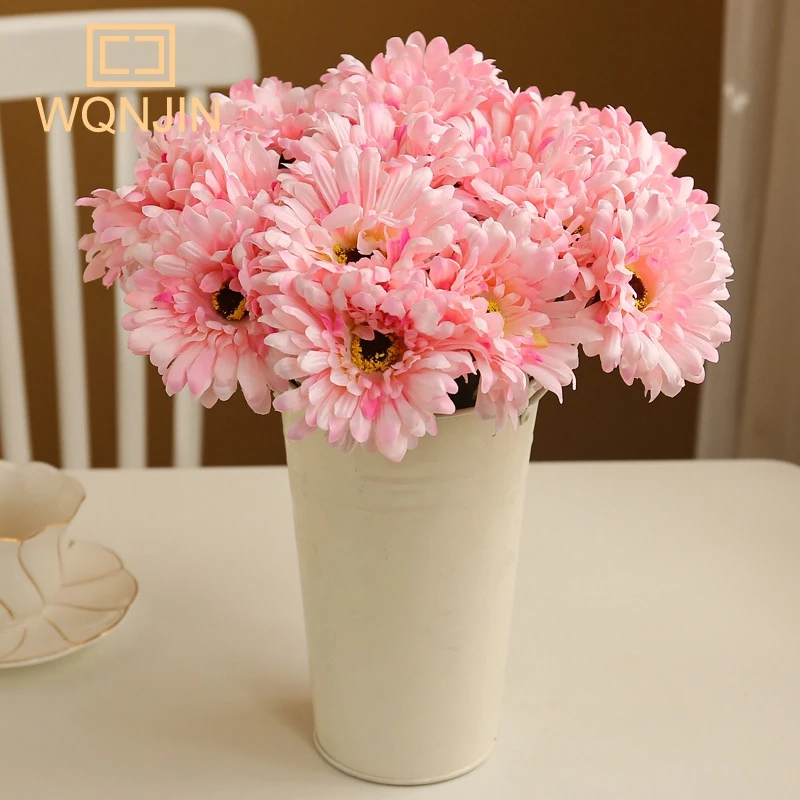 5 Stück, Gerbera künstliche Blume Zweig nach Hause Hochzeit Dekor Chrysantheme Gänseblümchen Blumenstrauß Blumen arrangement Zubehör – Detail 2