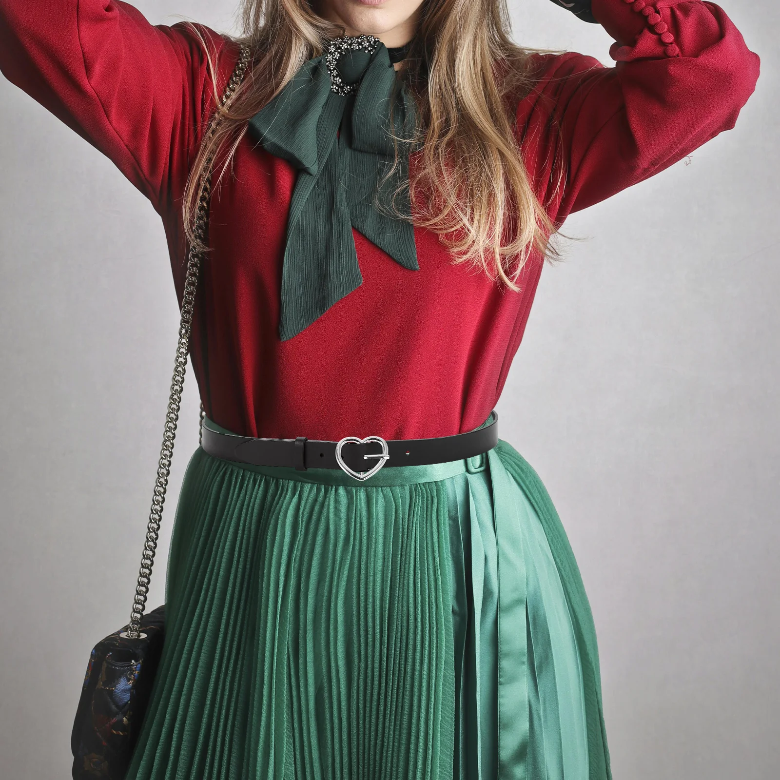 VANZACK 10 قطع من أجهزة الخصر المزخرفة على شكل قلب وإبزيم حزام واحد الشق #4