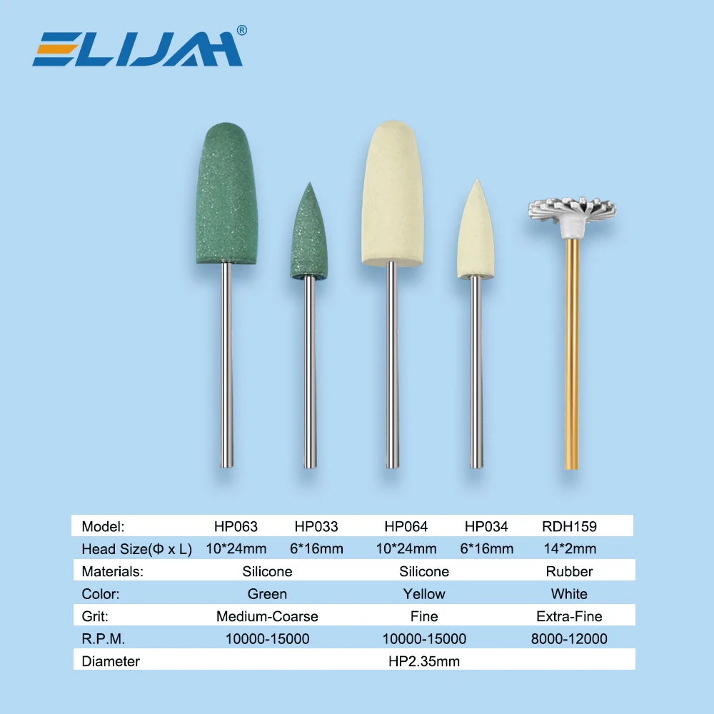 ELIJAH 5Pcs/Box Dental Rubber Resin Composite Materials Dedicated Composite Grinding Heads 135℃ Autoclavable Polishing Wheel