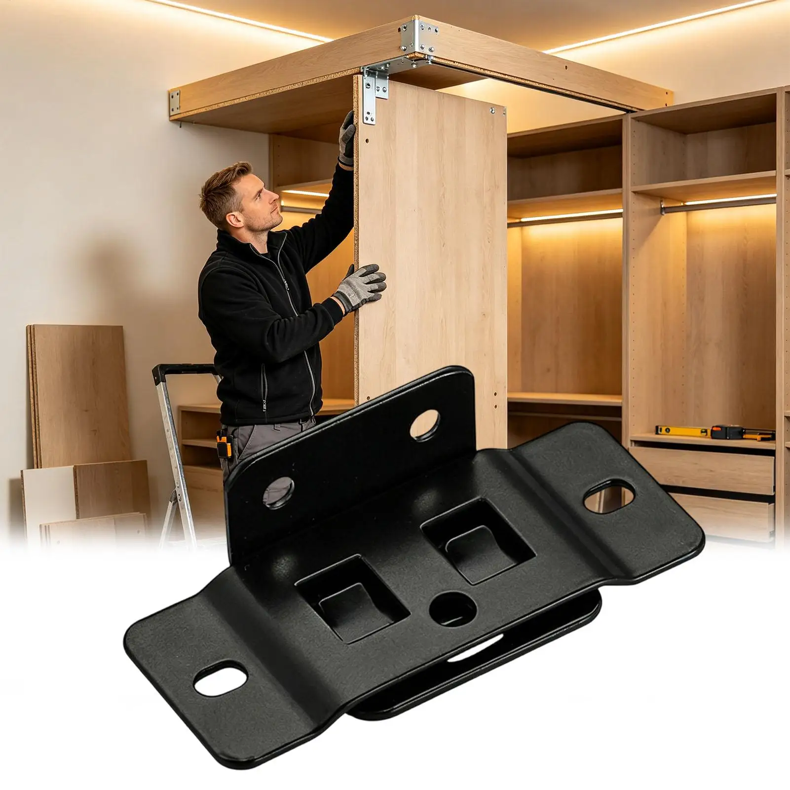 Thickened L-Shaped Metal Corner Brace 90 Degree 2-In-1 Interlocking Furniture Connector Bracket With Screws