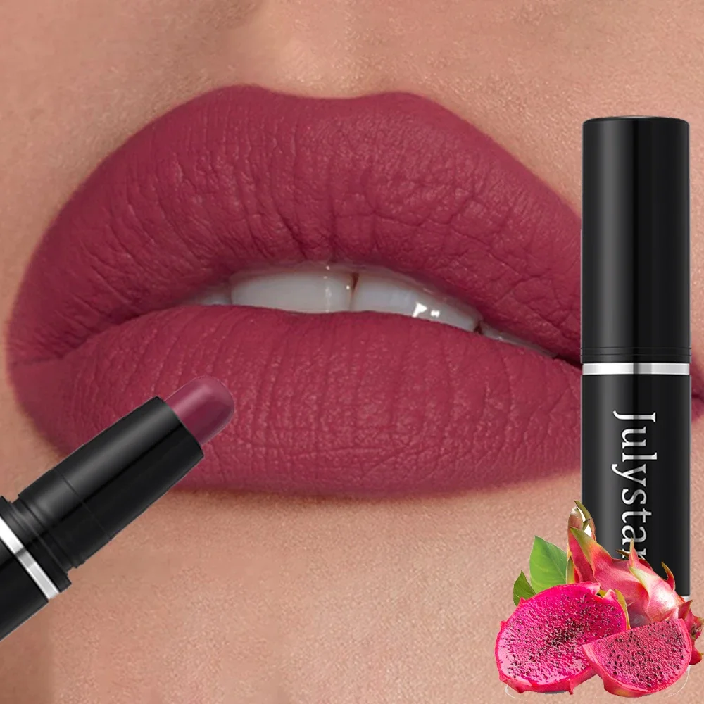 Rose Pitaya Matte Lipstick Velvet Waterproof Long Wear High-pigmented Lipgloss 10 Colors Fruite Lip Liner Pencile Cosmetics