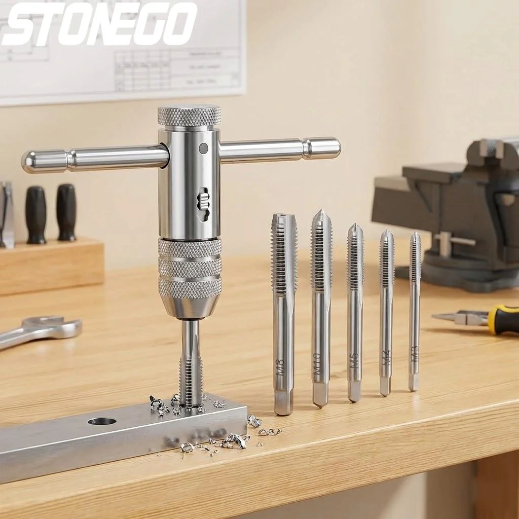 T Handle Ratchet Faucet Seat Adjustable Silver Wrench 5 Pieces M3 M8 3mm 8mm Metric Machine Threaded T Cock Faucet Tool