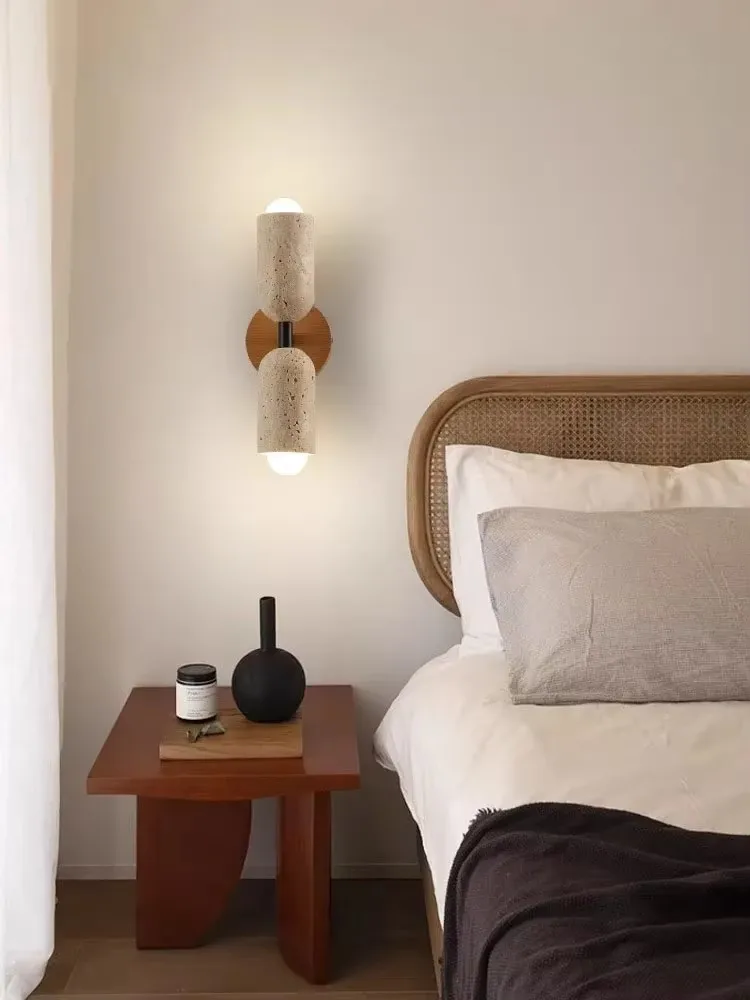 

LED Wall Lamp Japanese Yellow Cave Stone Wabi Sabi Style Bedroom Bedside Lights Nordic Lamp Living Room Background Light Fixture