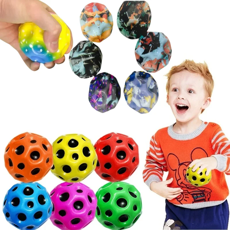 12Pcs Bouncy Balls Rubber High Bouncing Balls kids Sensory Fidget Toys Stress Relief Hole Ball Sport Training Ball Outdoor Games