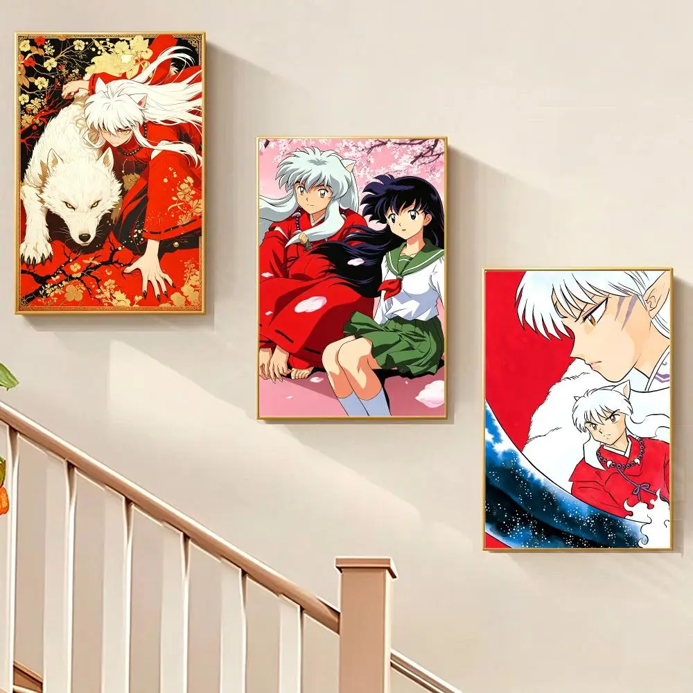 Anime Modern Inuyasha Poster HD Waterproof PP Wall Art, Self Adhesive Home Decor for Bedroom and Living Room