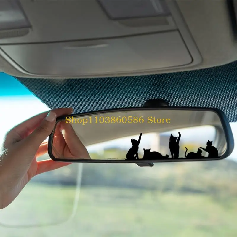 242A Essential Black Catling Outline Sticker for Automobile Interior Mirror Desktop Wall Miniature PVC Decal Ornamentation