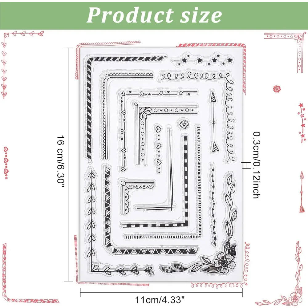 Corners Types Silicone Clear Stamps Lace Line Transparent Stamps for Festival Birthday Valentine\'s Day Cards Making DIY