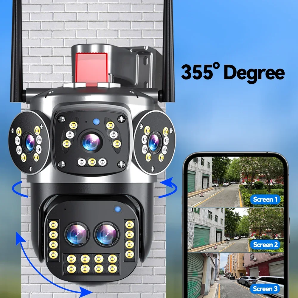 DIFANG 8K 15MP WiFi การเฝ้าระวังกล้อง IP กลางแจ้ง 3 หน้าจอ 10X Optical Zoom 360 °   ดูกล้องรักษาความปลอดภัย PTZ Video Cam CCTV