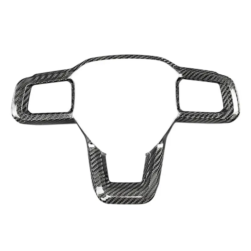 

Real Carbon Fiber Interior Car Steering Wheel Button Frame Panel Cover Trim Accessories For Ford Mustang 2024+-A02G