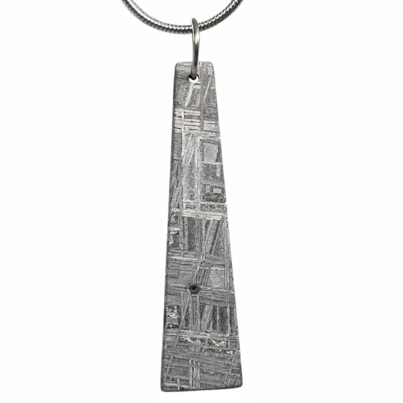 Gibeon Meteorite Necklace Pendant Natural Meteorite Slice Trapezoid Shape Cosmic Jewelry Collectible Souvenir Gift LK566