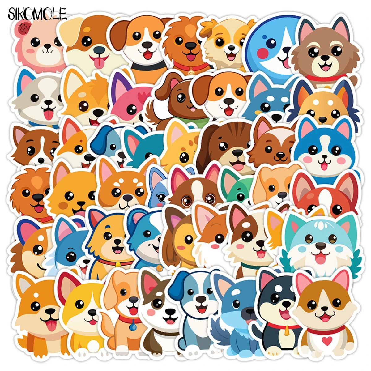 10/50/100 Uds. Pegatinas bonitas de cachorro de dibujos animados perro estético DIY decoración juguetes para niños calcomanía de equipaje de viaje paquete de pegatinas de grafiti