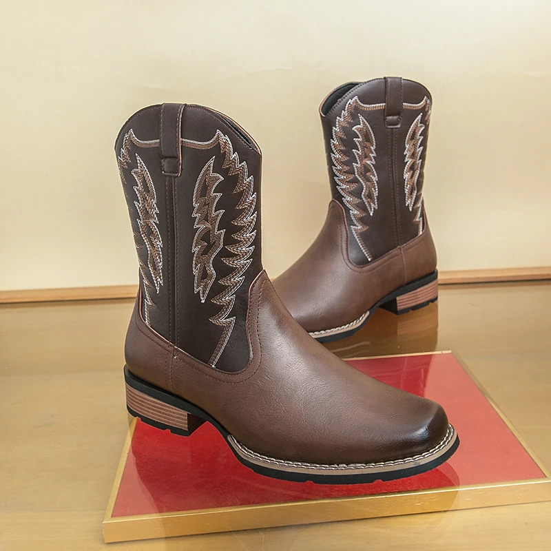 الرجال الأحذية المألوف تشيلسي الأحذية مسود البني الرجال عالية الجودة ماركة غير رسمية فارس الأحذية الجلدية في الهواء الطلق أحذية تدريب 39-48 #1