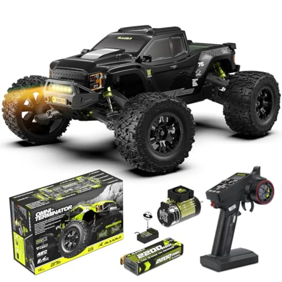 

1/10 Brushless RC Cars for outdoor racing, carbon fiber body, black, waterproof 4WD monster truck with 50+ MPH speed, ages 8+