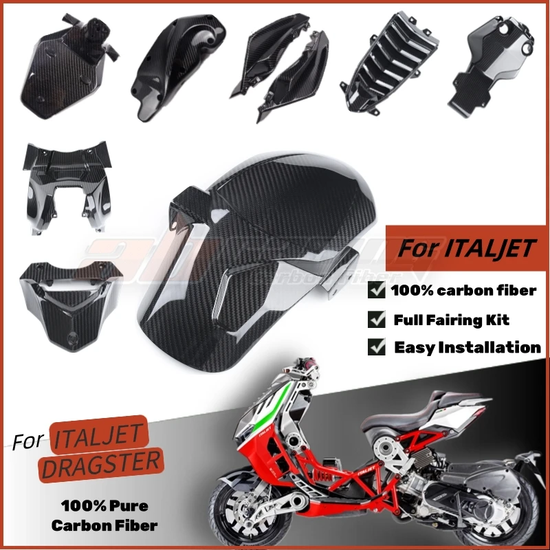 Full Fairing Kits For Italjet Dragster 200 / 250i / 125 /400 Ignition Key Cover Side Panels Front Fairing Full Carbon Fiber 100%